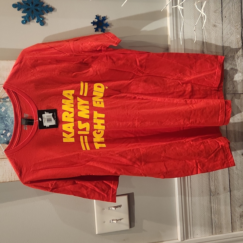 NWT Breaking T Karma is my Tight End Women's sz XL Tshirt 100% cotton